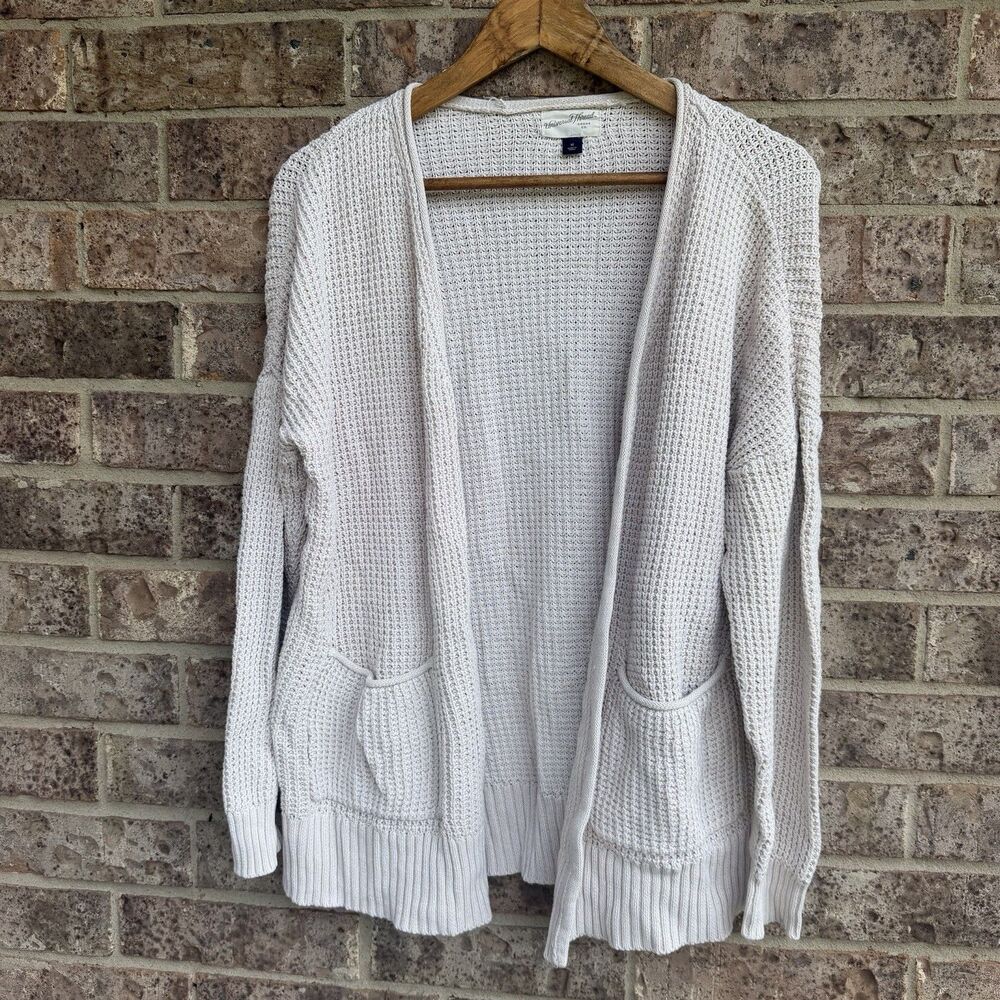Universal Thread Cream Chunky Knit Cardigan Sweater Women's Size M 100% Cotton
